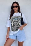 Kadın Ekru Beyaz Survive Oversize Fit Bol Geniş Kalıp Salaş Kesim T-shirt