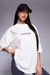 Kadın Ekru Beyaz Weekend Oversize Fit Bol Geniş Kalıp Salaş Kesim T-shirt