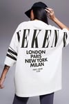Kadın Ekru Beyaz Weekend Oversize Fit Bol Geniş Kalıp Salaş Kesim T-shirt