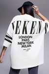 Kadın Ekru Beyaz Weekend Oversize Fit Bol Geniş Kalıp Salaş Kesim T-shirt