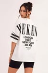 Kadın Ekru Beyaz Weekend Oversize Fit Bol Geniş Kalıp Salaş Kesim T-shirt