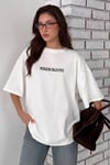 Kadın Ekru Beyaz Weekend Oversize Fit Bol Geniş Kalıp Salaş Kesim T-shirt