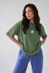 Kadın Free Life Açık Yeşil Bisiklet Yaka Oversize Salas T-Shirt