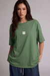Kadın Free Life Açık Yeşil Bisiklet Yaka Oversize Salas T-Shirt