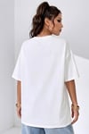 Kadın Free Life Beyaz Bisiklet Yaka Oversize Salas T-Shirt