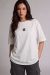 Kadın Free Life Beyaz Bisiklet Yaka Oversize Salas T-Shirt