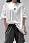 Kadın Free Life Beyaz Bisiklet Yaka Oversize Salas T-Shirt
