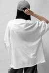Kadın Free Life Beyaz Bisiklet Yaka Oversize Salas T-Shirt