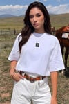 Kadın Free Life Beyaz Bisiklet Yaka Oversize Salas T-Shirt