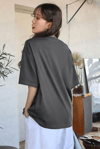 Kadın Free Life Füme Bisiklet Yaka Oversize Salas T-Shirt
