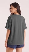 Kadın Free Life Füme Bisiklet Yaka Oversize Salas T-Shirt