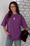 Kadın Free Life Mor Bisiklet Yaka Oversize Salas T-Shirt