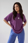Kadın Free Life Mor Bisiklet Yaka Oversize Salas T-Shirt