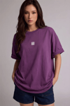 Kadın Free Life Mor Bisiklet Yaka Oversize Salas T-Shirt