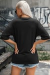 Kadın Free Life Siyah Bisiklet Yaka Oversize Salas T-Shirt