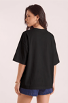 Kadın Free Life Siyah Bisiklet Yaka Oversize Salas T-Shirt
