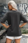 Kadın Füme Geyik Oversize Salas Boyfriend T-shirt