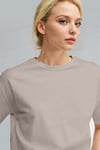 Kadın Gri %100 Pamuk Nefes Alan Bisiklet Yaka Regular Fit Normal Kesim Baskisiz Basic T-Shirt