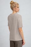 Kadın Gri %100 Pamuk Nefes Alan Bisiklet Yaka Regular Fit Normal Kesim Baskisiz Basic T-Shirt