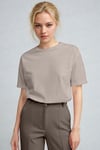 Kadın Gri %100 Pamuk Nefes Alan Bisiklet Yaka Regular Fit Normal Kesim Baskisiz Basic T-Shirt