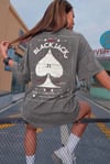 Kadın Gri Black Jack Oversize Fit Bol Geniş Kalıp Salaş Kesim T-shirt