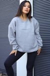 Kadın Gri Dreamer Baskılı 0 Sıfır Yaka Oversize Salaş Bol Kesim Polar Sweatshirt