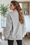 Kadın Gri Free Life Baskılı 0 Sıfır Yaka Oversize Salaş Bol Kesim Polar Sweatshirt