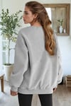 Kadın Gri Free Life Baskılı 0 Sıfır Yaka Oversize Salaş Bol Kesim Polar Sweatshirt