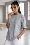 Kadın Grimelanj Basic Düz Baskısız Oversize Salas T-shirt