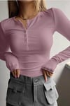 Kadın Gül Kurusu Düğme Detaylı Patlı Düğmeli Bisiklet Yaka Uzun Kollu Fitilli Kaşkorse Bluz Body