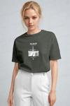 Kadın Haki Paris Regular Fit Normal Kalıp T-shirt