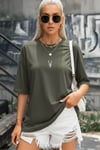 Kadın Haki Yeşil Geyik Oversize Salas Boyfriend T-shirt