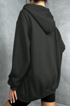 Kadin Kapüşonlu Antrasit Fermuarlı 3 Üç İplik Polar Kanguru Oversize Sweatshirt Zip Up Hoodie
