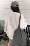 Kadın Kırık Beyaz Krem Ekru 1997 Baskılı 0 Sıfır Yaka Oversize Salaş Bol Kesim Polar Sweatshirt