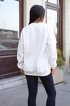 Kadın Kırık Beyaz Krem Ekru But First Coffee Baskılı 0 Sıfır Yaka Oversize Salaş Bol Kesim Polar Sweatshirt