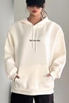 Kadın Kırık Beyaz Krem Ekru Spectacular Baskılı 3 iplik Şardonlu Kapüşonlu Kanguru Cepli Oversize Salaş Hoodie Sweatshirt
