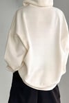 Kadın Kırık Beyaz Krem Ekru Spectacular Baskılı 3 iplik Şardonlu Kapüşonlu Kanguru Cepli Oversize Salaş Hoodie Sweatshirt