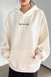 Kadın Kırık Beyaz Krem Ekru Spectacular Baskılı 3 iplik Şardonlu Kapüşonlu Kanguru Cepli Oversize Salaş Hoodie Sweatshirt