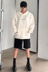 Kadın Kırık Beyaz Krem Ekru Spectacular Baskılı 3 iplik Şardonlu Kapüşonlu Kanguru Cepli Oversize Salaş Hoodie Sweatshirt