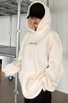 Kadın Kırık Beyaz Krem Ekru Spectacular Baskılı 3 iplik Şardonlu Kapüşonlu Kanguru Cepli Oversize Salaş Hoodie Sweatshirt