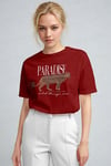 Kadın Kırmızı Paradise Leopar Kadın Kısa Kol Relax Fit Rahat Kesim Regular T-shirt