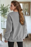 Kadın Koyu Gri Free Life Baskılı 0 Sıfır Yaka Oversize Salaş Bol Kesim Polar Sweatshirt