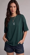 Kadın Koyu Petrol Yeşil Geyik Oversize Salas Boyfriend T-shirt