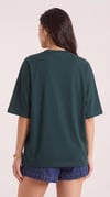 Kadın Koyu Petrol Yeşil Geyik Oversize Salas Boyfriend T-shirt