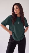 Kadın Koyu Petrol Yeşil Geyik Oversize Salas Boyfriend T-shirt