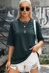 Kadın Koyu Petrol Yeşil Geyik Oversize Salas Boyfriend T-shirt