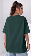 Kadın Koyu Petrol Yeşili Basic Düz Baskısız Oversize Salas T-shirt