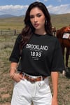 Kadın Lacivert 1898 Baskılı Oversize Salas Boyfriend T-Shirt
