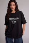 Kadın Lacivert 1898 Baskılı Oversize Salas Boyfriend T-Shirt