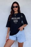 Kadın Lacivert 1898 Baskılı Oversize Salas Boyfriend T-Shirt